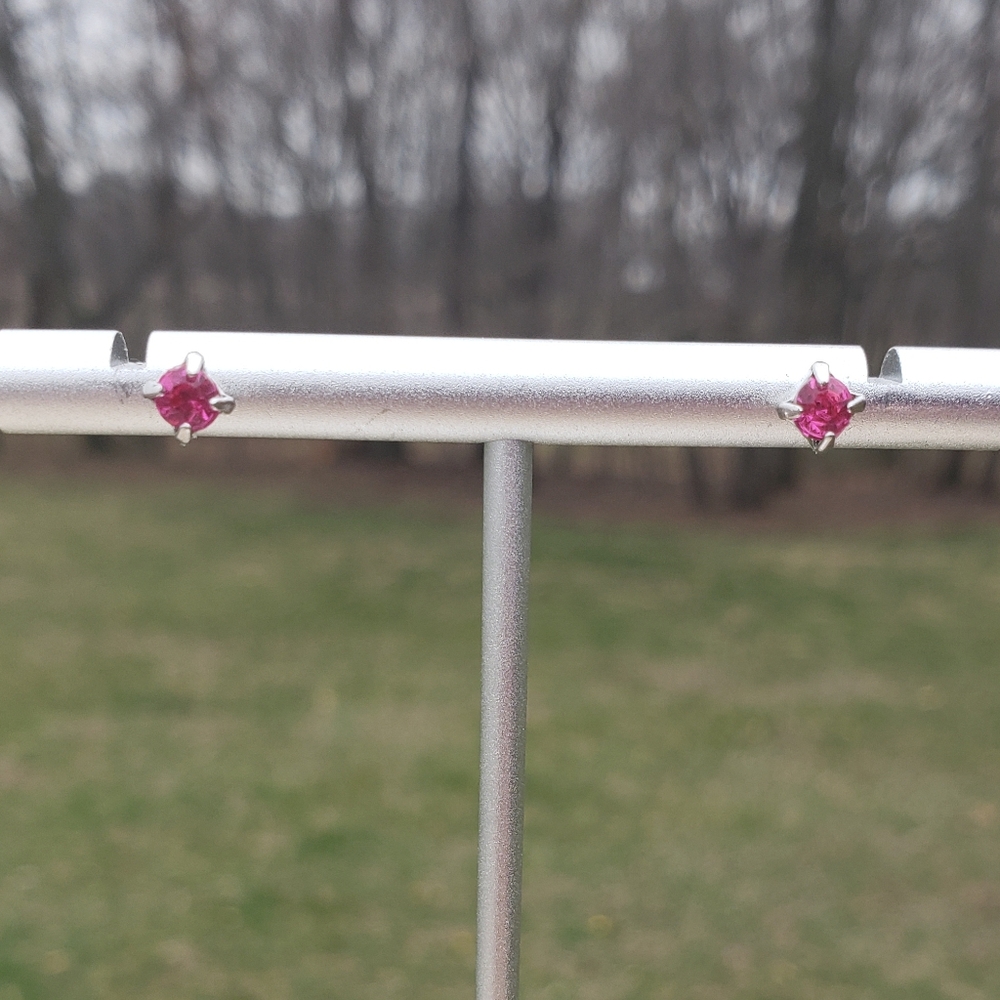 Elegant Purple, Pink, And Clear Stud Earrings - Picture 3 of 15